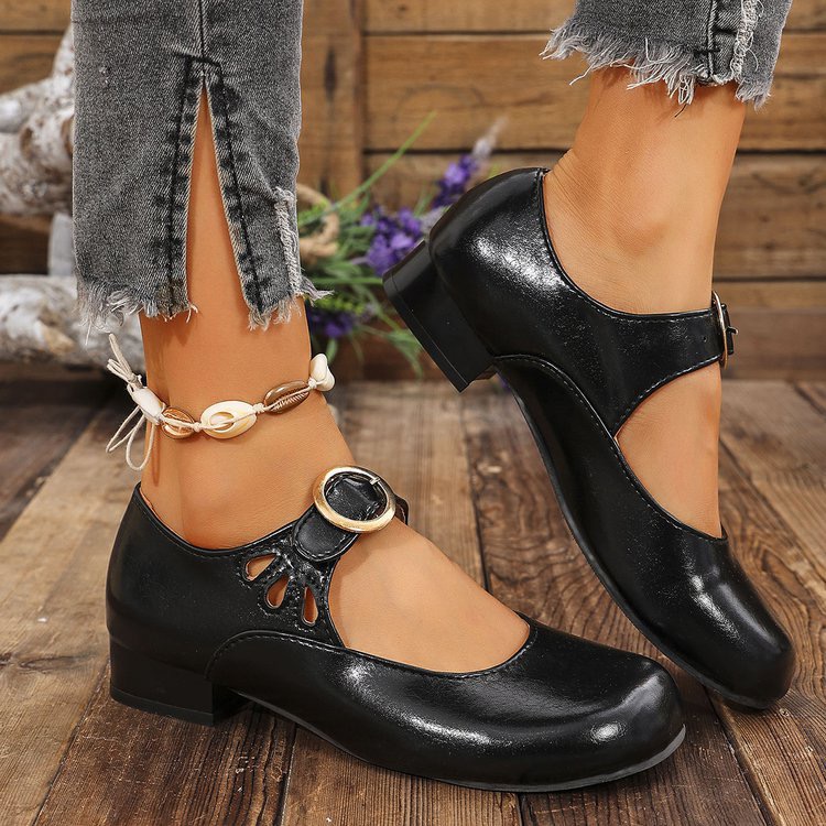 Women'S Shoes Round Toe - 여성 패션 새로운 버클 디자인 편안한