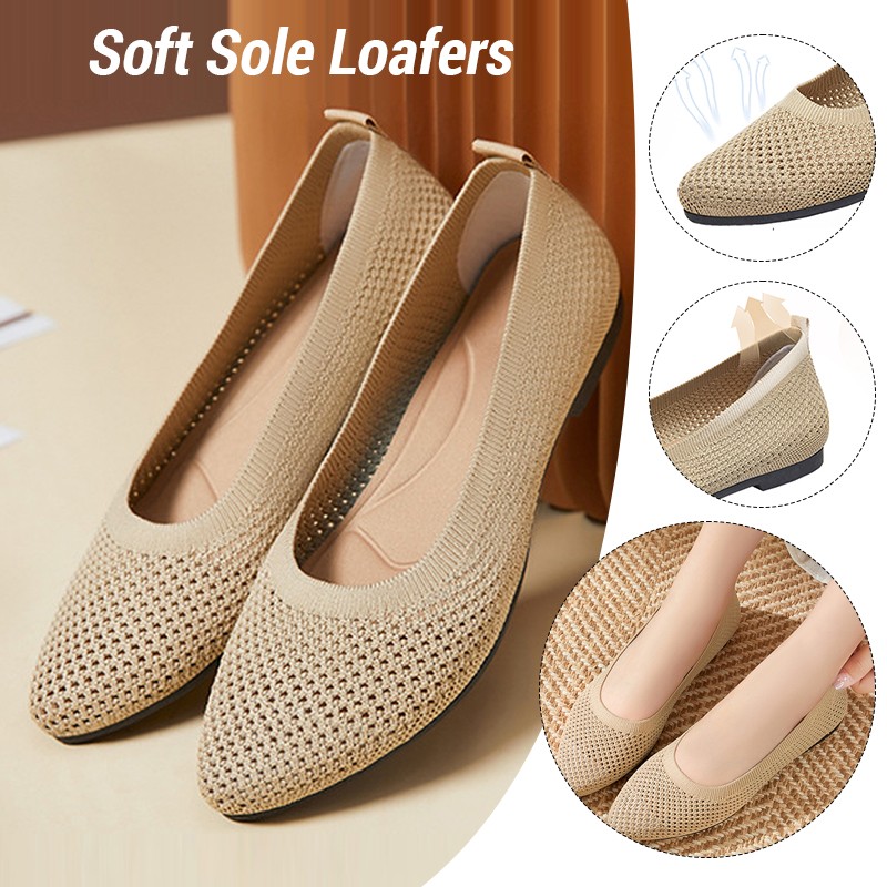 Loafer Flat Women - 여성 플랫 슈즈 니트 로퍼 부드러운