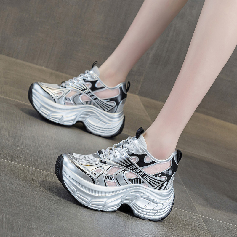 Women Shoes For Walking - 8cm 키높이 숨은 굽 플랫폼 스니커즈