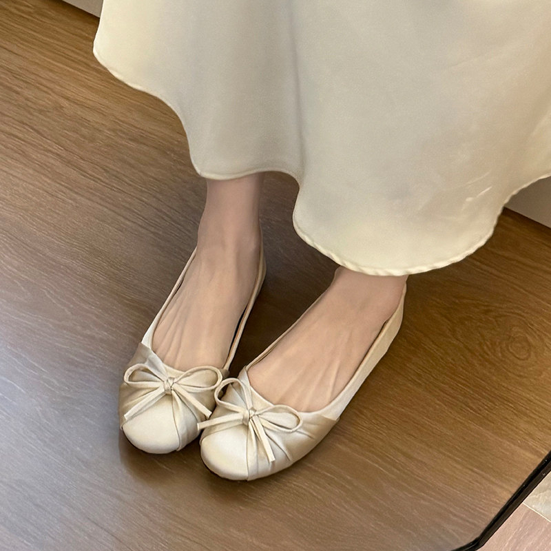 Women'S Shoes For Flat Feet - 2026년 신상 리본 장식 새틴 얕은