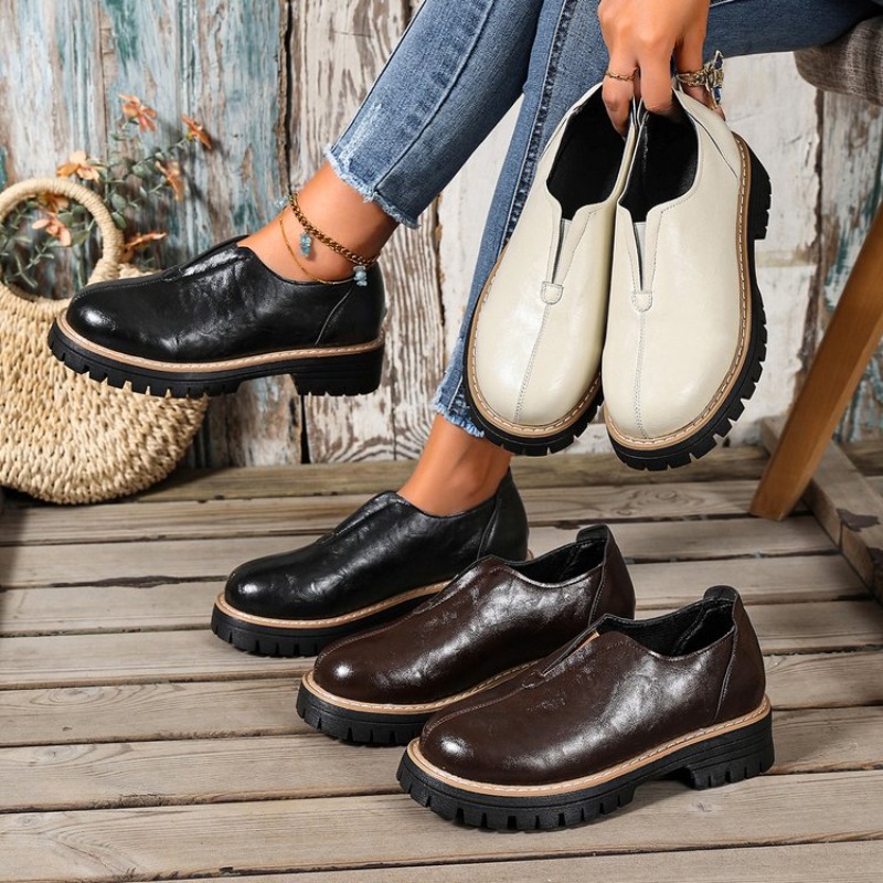 Women Shoes For Walking - 레트로 영국 스타일 여성화 봄 가을