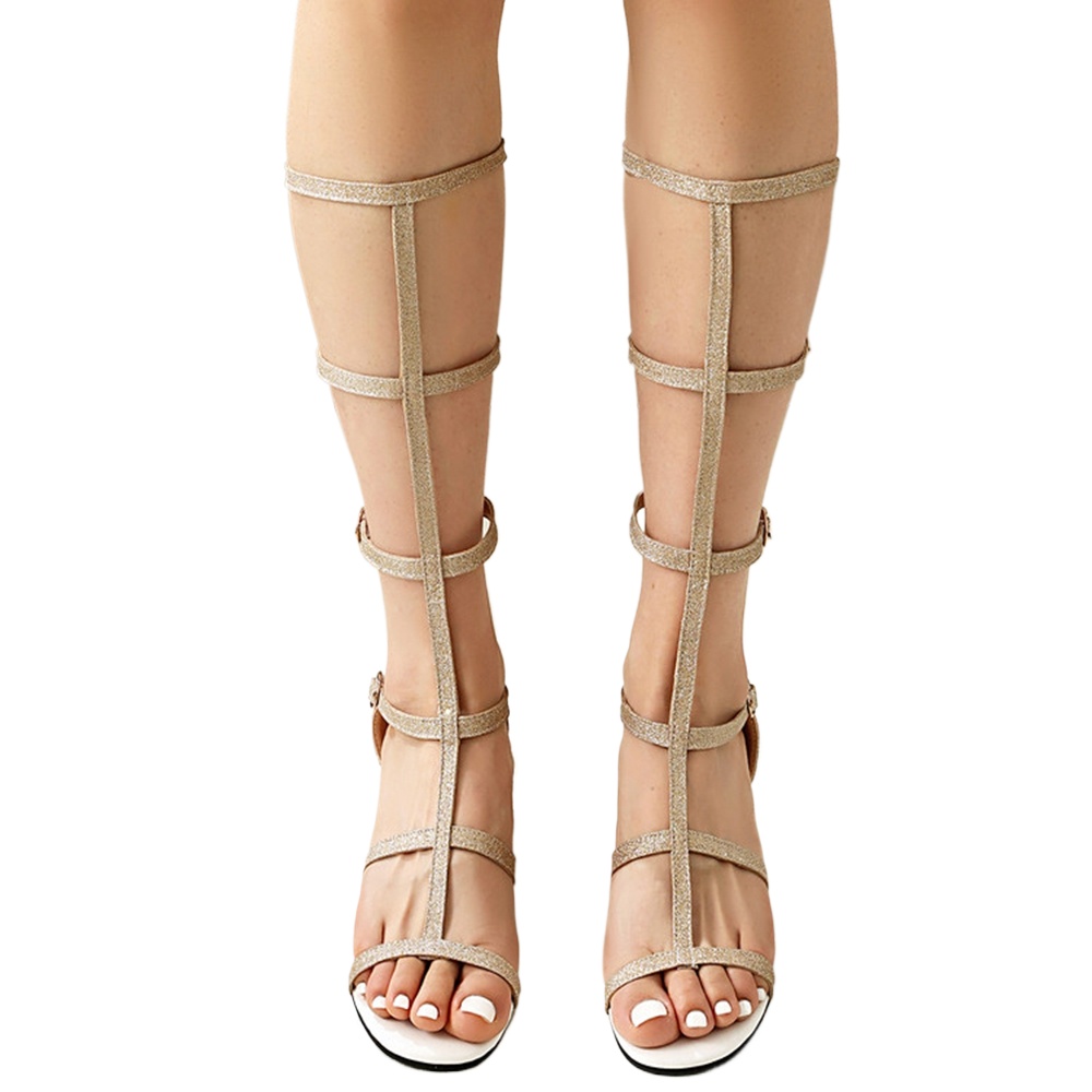 Women'S Shoes For Wide Feet - 여성용 스트랩 글래디에이터 샌들 블록 힐