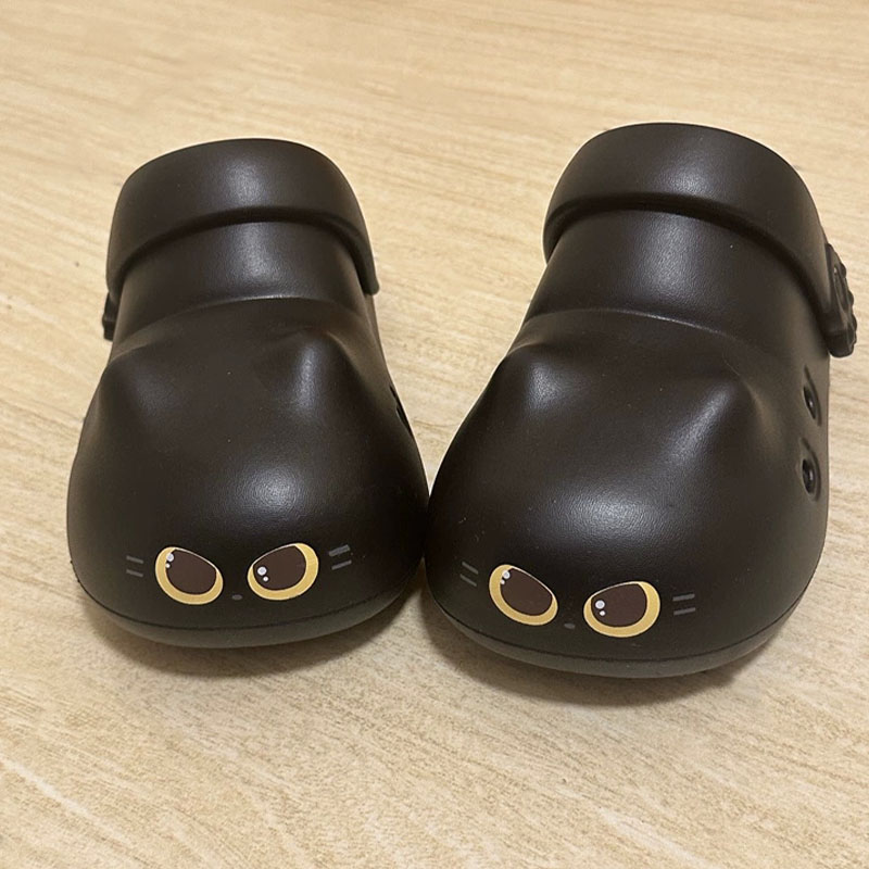 Women'S Shoes For Flat Feet - 여성용 새로운 창의적인 검은색 고양이 슬리퍼,