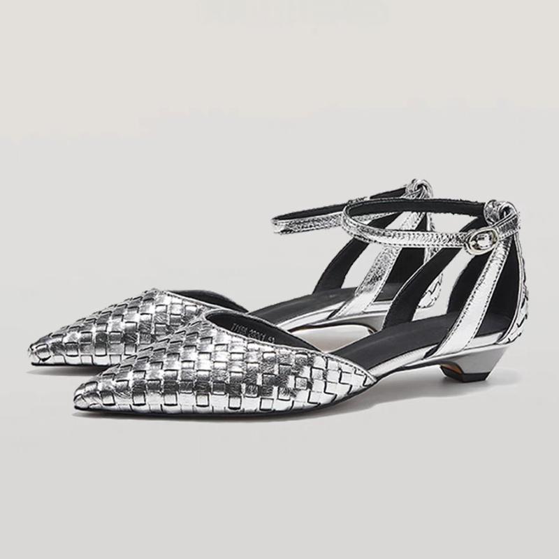 Women Shoes Brand - 뾰족코 낮은 굽 여성 우아한 샌들