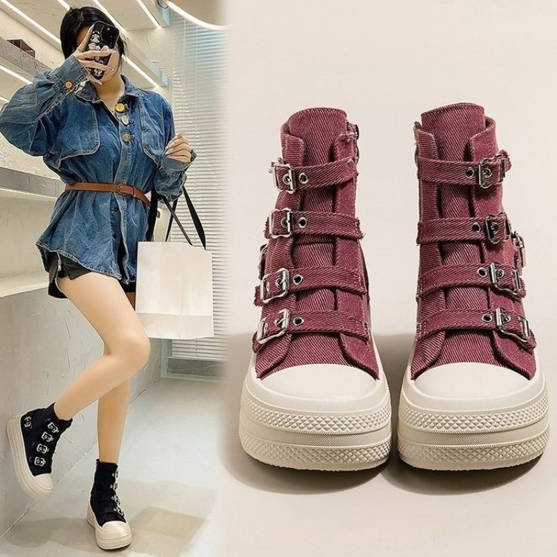 여성용 2025년 봄/여름 신상 캐주얼 다용도 하이탑  - Women'S Shoes Round Toe 리뷰 및 가격