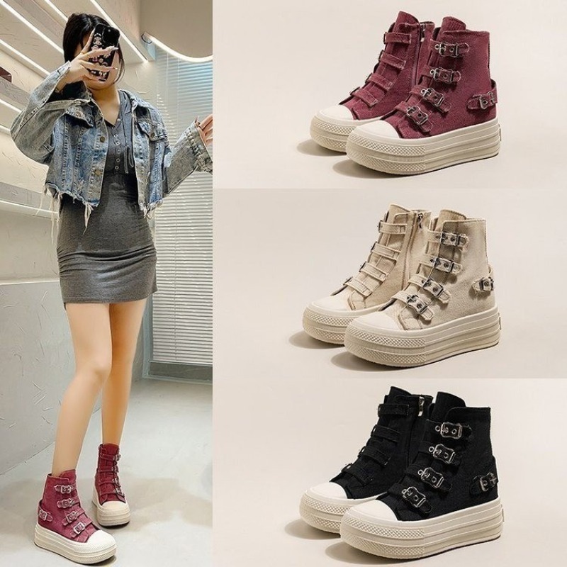 여성용 2025년 봄/여름 신상 캐주얼 다용도 하이탑  - Women'S Shoes Round Toe 리뷰 및 가격