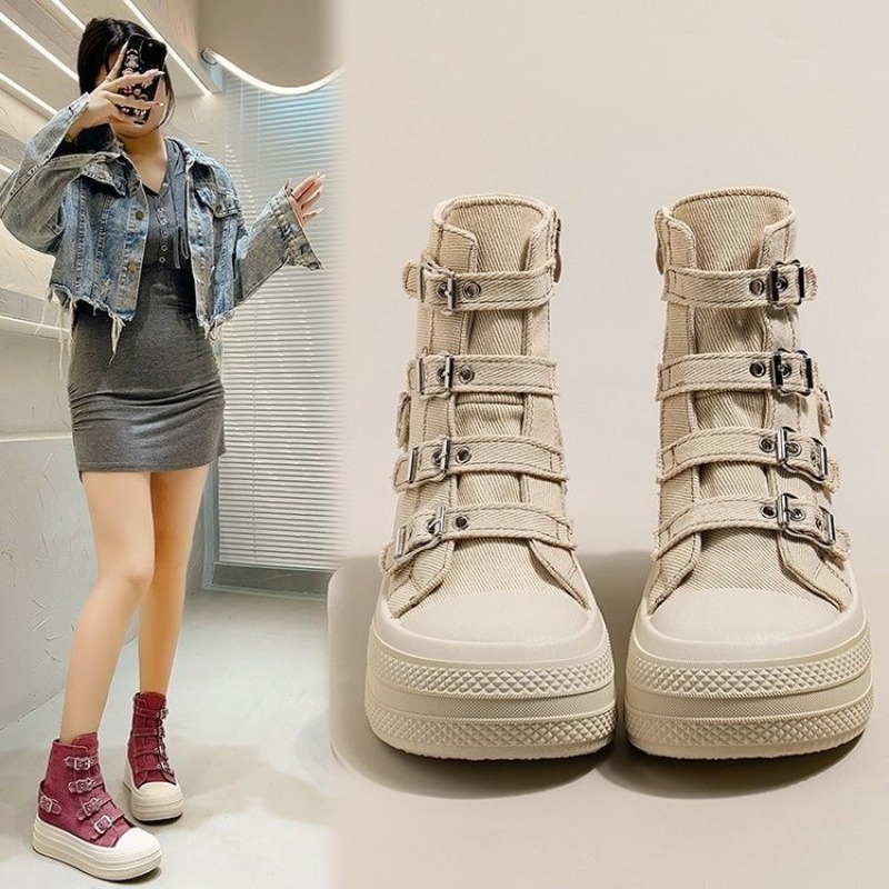 여성용 2025년 봄/여름 신상 캐주얼 다용도 하이탑  - Women'S Shoes Round Toe 리뷰 및 가격