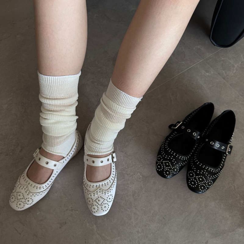 레트로 리벳 버클 디자인 플랫 여성 라운드 발가락 얕은 - Women Shoes Brand 리뷰 및 가격