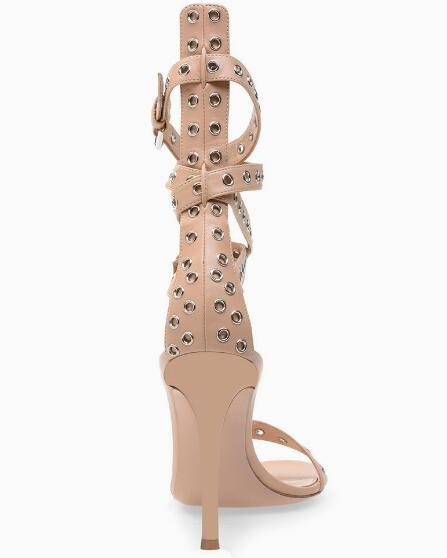 살구색 골드 실버 가죽 아일렛 메탈 버클 하이힐 샌들  - Women Shoes Boots 리뷰 및 가격