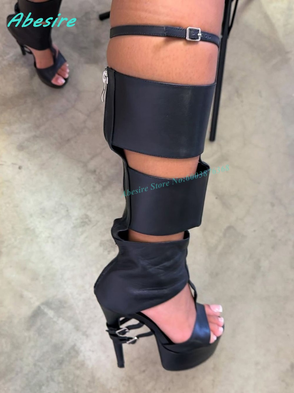 레드 인조 가죽 컷아웃 글래디에이터 니하이 샌들 부츠  - Women Shoes Boots 리뷰 및 가격