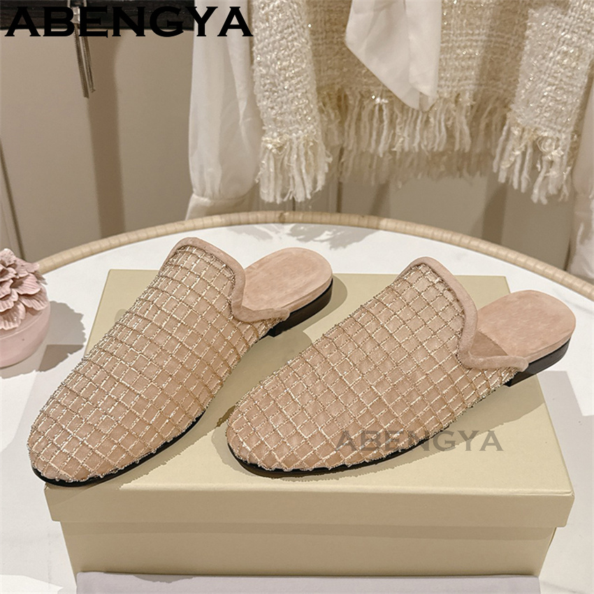 반짝이는 레이스 메쉬 라운드 토 플랫 슬리퍼 여성용 블 - Loafer Flat Women 리뷰 및 가격