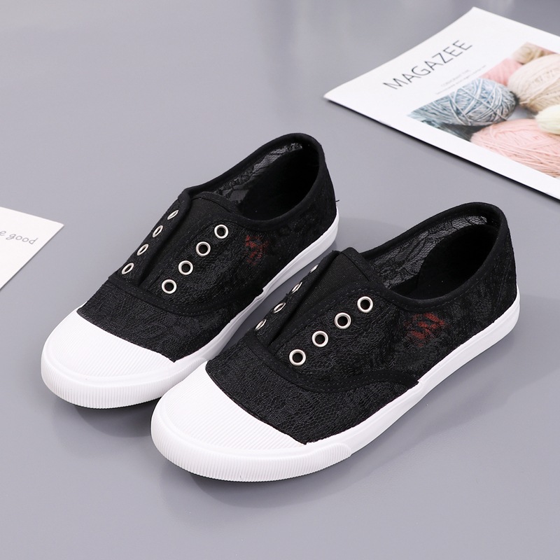 패션 레이스 화이트 캔버스 신발 여성 여름 플랫 속이  - Loafer Flat Women 리뷰 및 가격