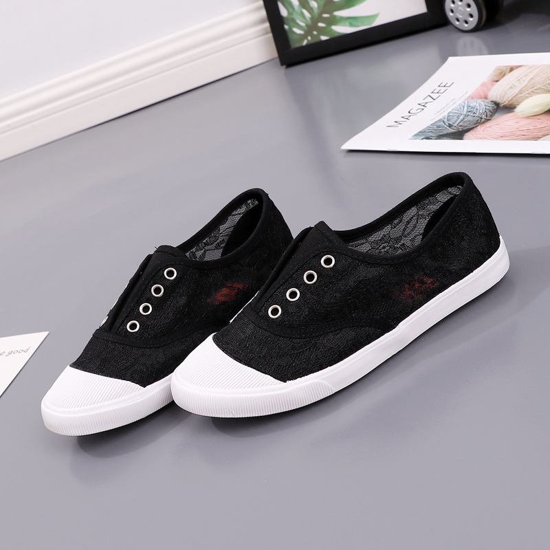 패션 레이스 화이트 캔버스 신발 여성 여름 플랫 속이  - Loafer Flat Women 리뷰 및 가격