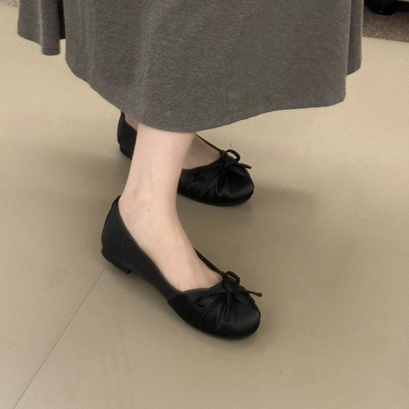 2026년 신상 리본 장식 새틴 얕은 굽 싱글 슈즈 여 - Women'S Shoes For Flat Feet 리뷰 및 가격