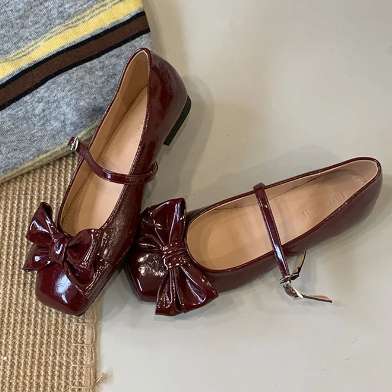 귀여운 리본 스퀘어 토 디자인 골드 여성 펌프스 우아한 - Women Shoes Brand 리뷰 및 가격