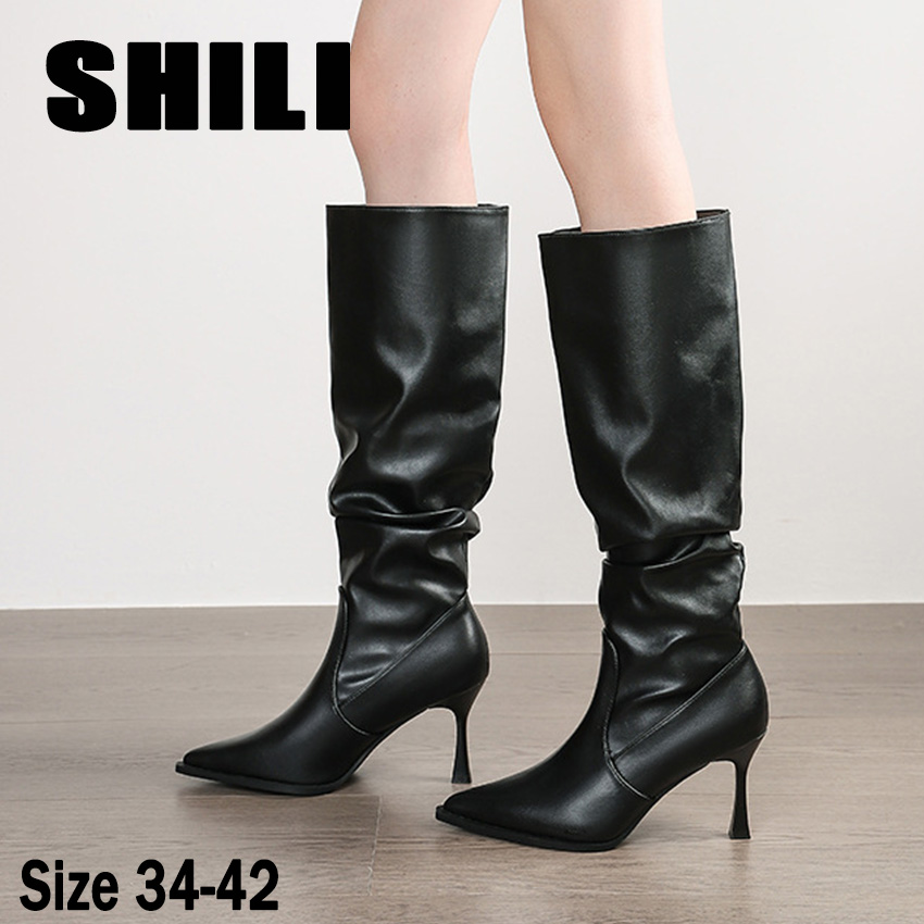 여성용 하이 부츠, 포인티드 토 스틸레토 힐 롱부츠,  - Women Shoes Boots 리뷰 및 가격