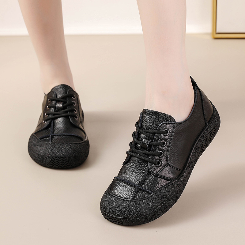 레트로 스타일 정품 가죽 와이드 핏 여성용 레이스업 플 - Women'S Shoes For Wide Feet 리뷰 및 가격