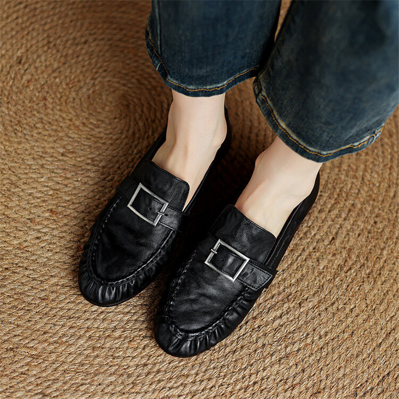 여성용 정품 가죽 펌프스, 여성용 주름진 라운드 토 슈 - Women'S Shoes Round Toe 리뷰 및 가격
