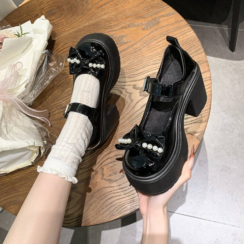 2026 로리타 슈즈 블랙 슈퍼 하이힐 메리 제인 슈즈 - Women'S Shoes Round Toe 리뷰 및 가격