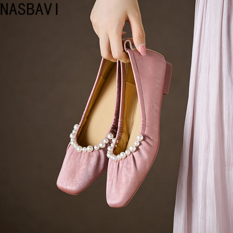 NASBAVI 소프트 바닥 낮은 굽 여성 신발 가죽 버 - Women'S Shoes Round Toe 리뷰 및 가격