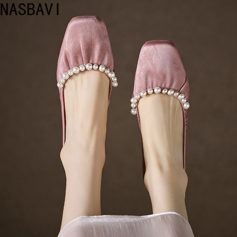 NASBAVI 소프트 바닥 낮은 굽 여성 신발 가죽 버 - Women'S Shoes Round Toe 리뷰 및 가격