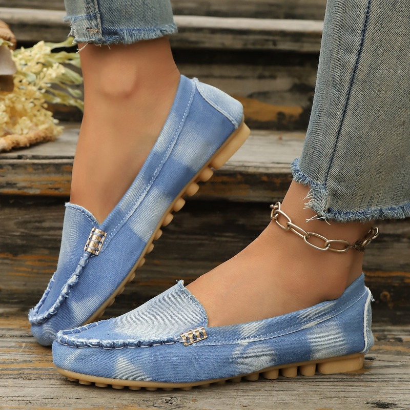 패션 라이트 블루 데님 모카신 슬립온 플랫 로퍼 메탈  - Loafer Flat Women 리뷰 및 가격