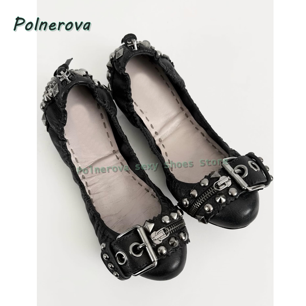 리벳 벨트 버클 메리 제인 슈즈 포인티드 토 플랫 얕은 - Women'S Shoes Round Toe 리뷰 및 가격