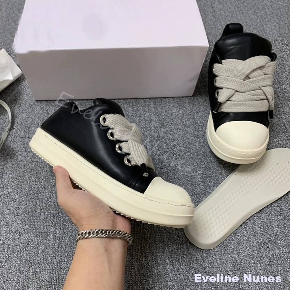 유니섹스 블랙 가죽 플랫폼 스니커즈 화이트 토캡 와이드 - Women'S Shoes Y2K 리뷰 및 가격