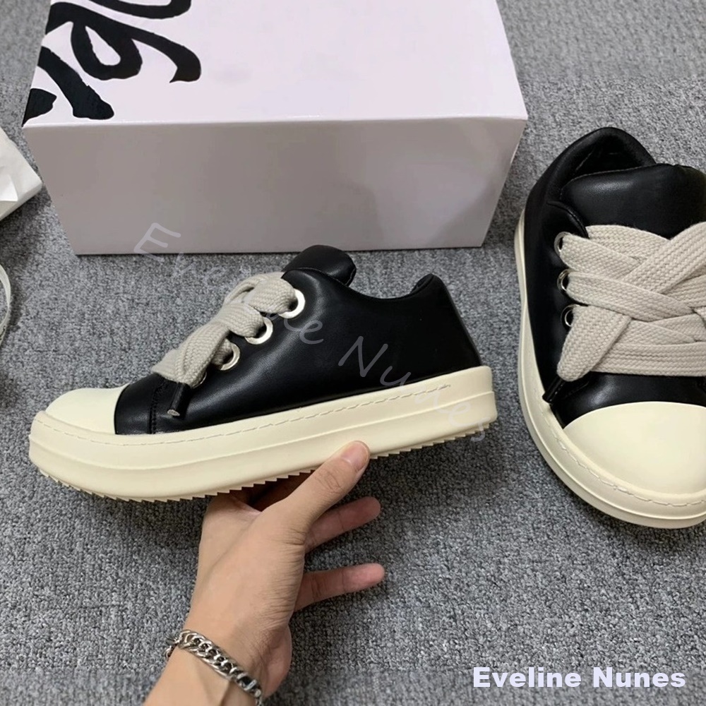 유니섹스 블랙 가죽 플랫폼 스니커즈 화이트 토캡 와이드 - Women'S Shoes Y2K 리뷰 및 가격