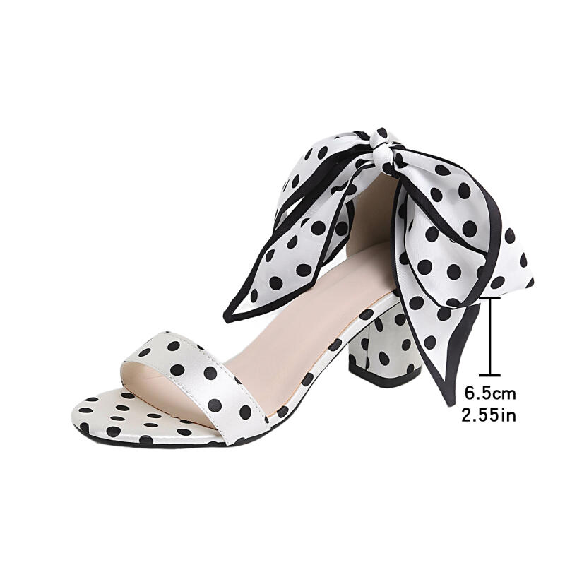 빈티지 블랙 화이트 물방울 무늬 발목 스트랩 샌들 여성 - Women'S Shoes Y2K 리뷰 및 가격