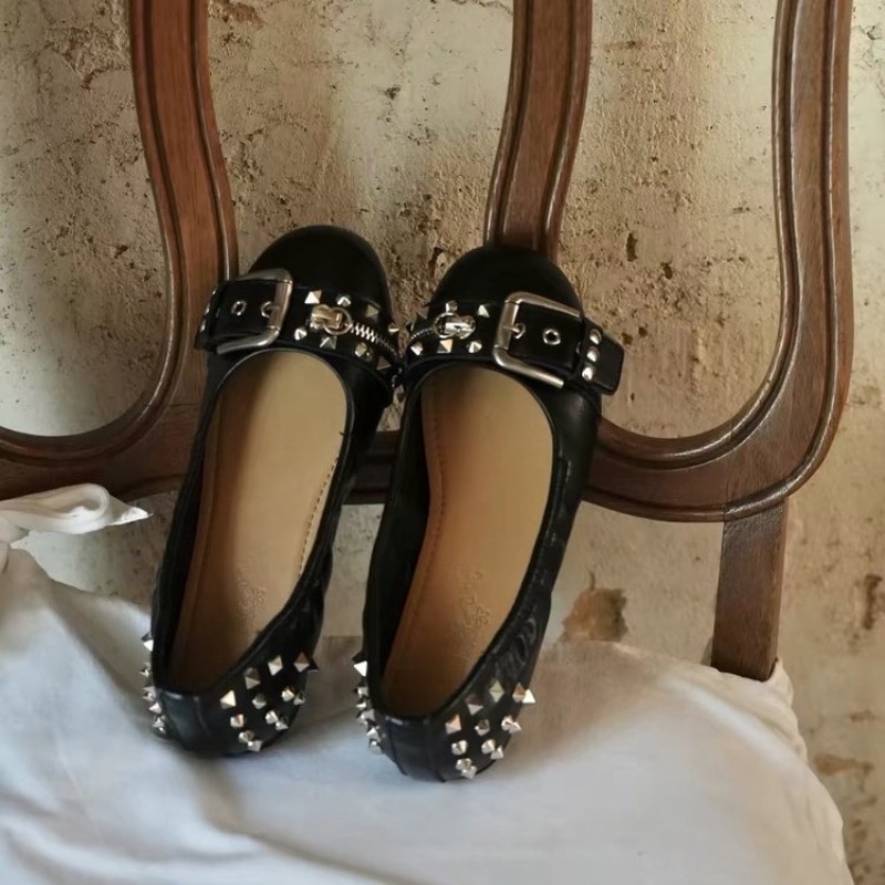 볼트 라운드 헤드 싱글 슈즈 여성용 가죽 버클 로우컷  - Women'S Shoes Round Toe 리뷰 및 가격