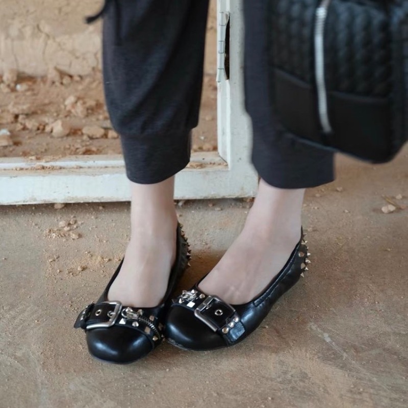 볼트 라운드 헤드 싱글 슈즈 여성용 가죽 버클 로우컷  - Women'S Shoes Round Toe 리뷰 및 가격