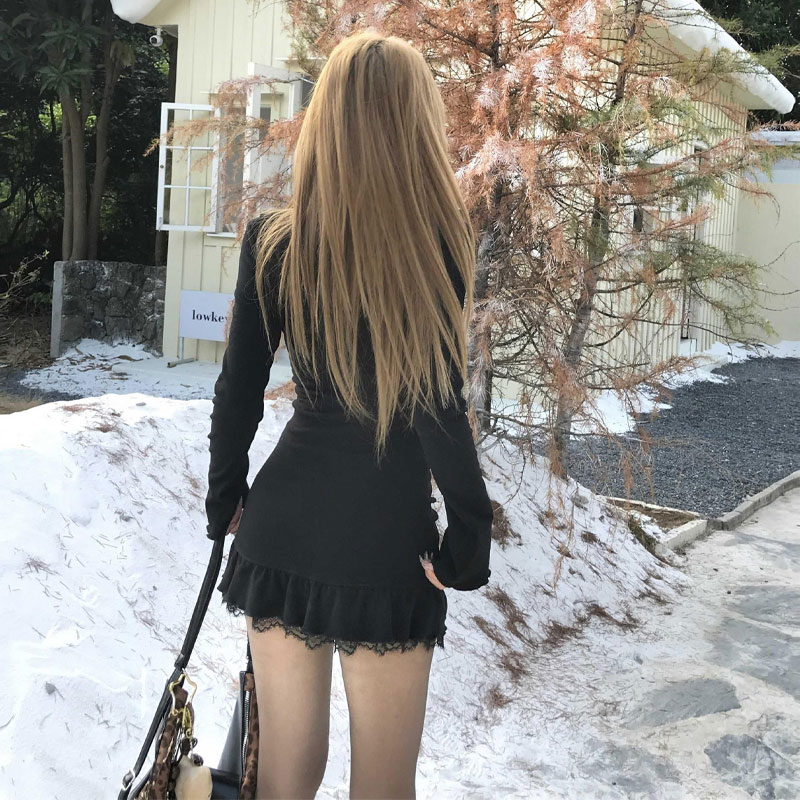 섹시한 핫스위트 V넥 폴드 드레스 여성 의류 솔리드 컬 - Women'S Shoes Louis Vuitton 리뷰 및 가격