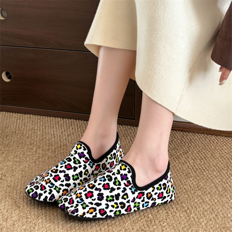 겨울용 면화 신발 여성용 레오파드 프린트 따뜻한 슬리퍼 - Loafer Flat Women 리뷰 및 가격
