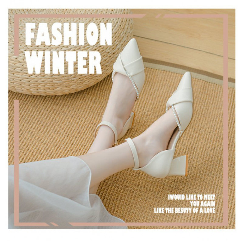 진주 발목 스트랩 하이힐 2026 여름 뾰족코 얕은 굽 - Women'S Shoes For Wide Feet 리뷰 및 가격