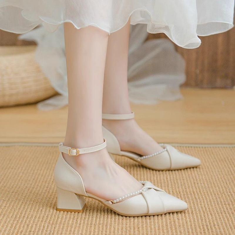 진주 발목 스트랩 하이힐 2026 여름 뾰족코 얕은 굽 - Women'S Shoes For Wide Feet 리뷰 및 가격