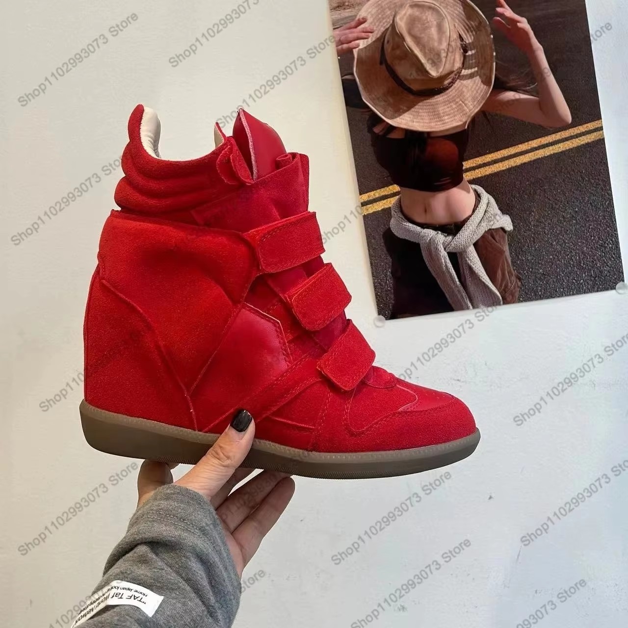 여성용 히든 웨지힐 하이탑 스니커즈 스웨이드 가죽 스플 - Women Shoes For Walking 리뷰 및 가격