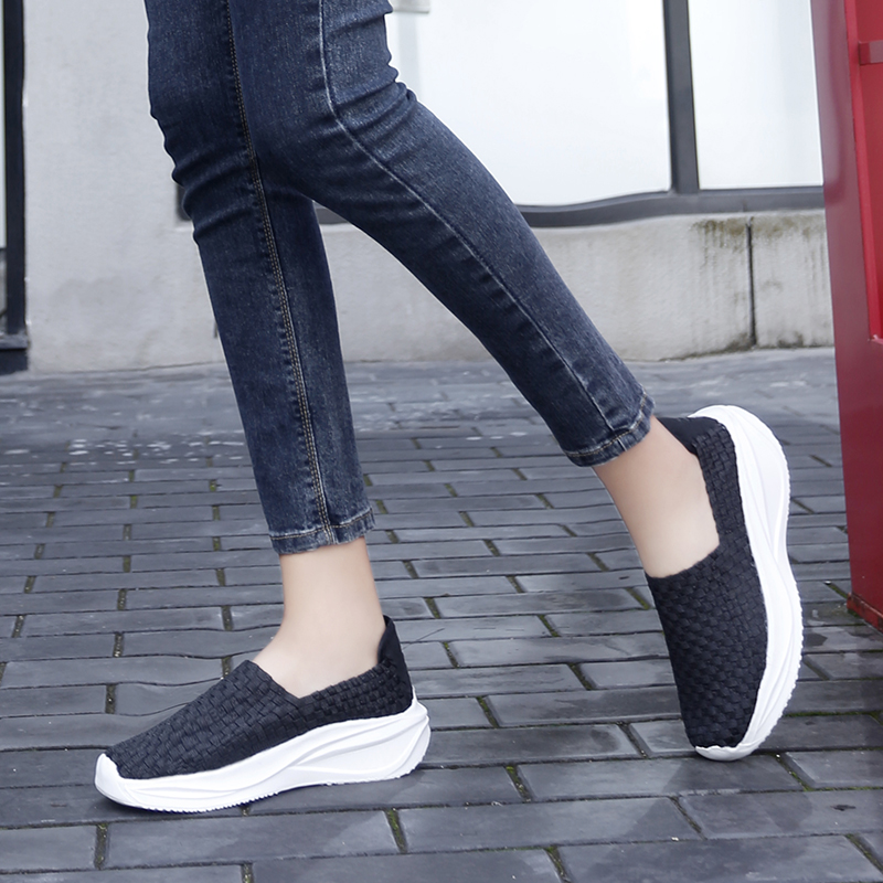 여성 짠 신발 로퍼 플랫폼 수제 탄성 슬립온 캐주얼 웨 - Loafer Flat Women 리뷰 및 가격